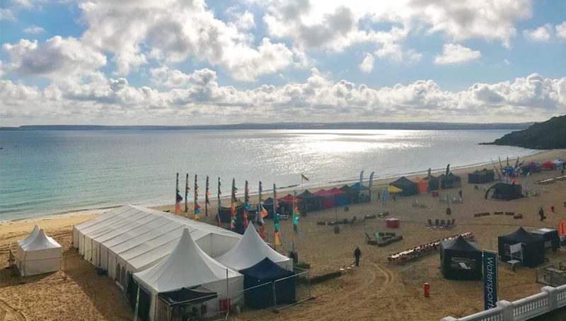 Food festival tents on Porthminster beach
