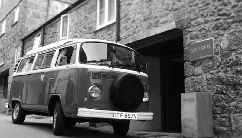 a camper van parked outside St Ives