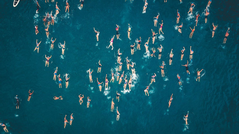 Swimming in the sea on boxing day 