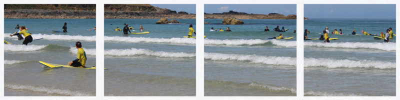 st ives surf school teaching in the sea