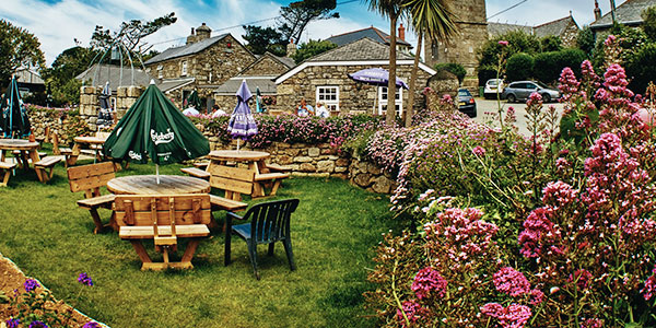 The beer garden at the Tinner's Arms in Zennor