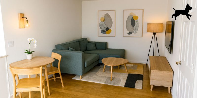 Porthmeor living room - sleeps 2 - luxury dog friendly accommodation in St Ives